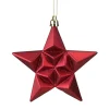 Discount 12ct Red and Gold Star Glittered Shatterproof Matte Christmas Ornaments 5" Symbols
