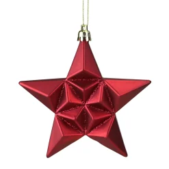 Discount 12ct Red and Gold Star Glittered Shatterproof Matte Christmas Ornaments 5" Symbols