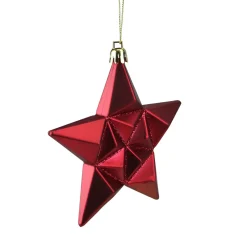 Discount 12ct Red and Gold Star Glittered Shatterproof Matte Christmas Ornaments 5" Symbols