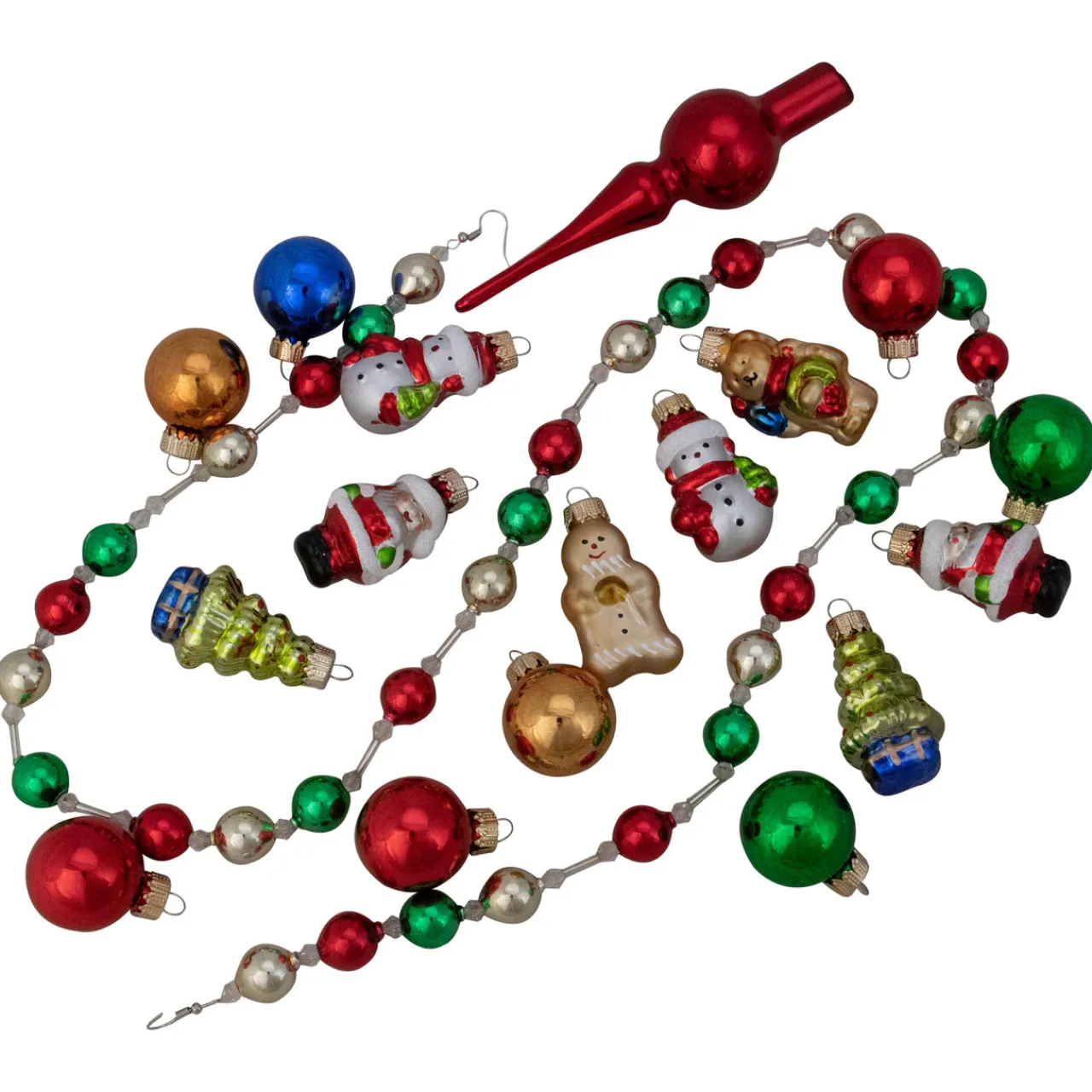 Discount 18ct Red and Green Beaded Garland with Christmas Ornaments 30" Beaded