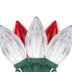 Outlet 25ct Red and Pure White LED C9 Christmas Lights, 16ft Green Wire C7 & C9 Lights