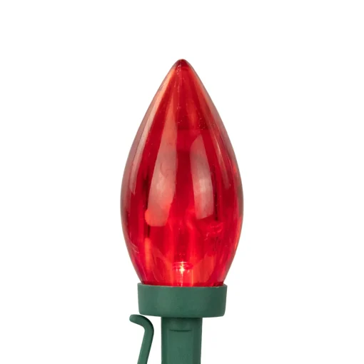 Outlet 25ct Red and Pure White LED C9 Christmas Lights, 16ft Green Wire C7 & C9 Lights