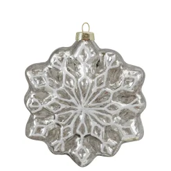 Hot 4ct Red and Silver Glass Snowflake Hanging Christmas Decorations 3.75-Inch (100mm) Icicles|Snowflakes