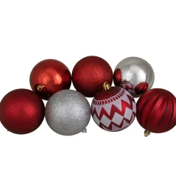 Hot 75ct Red and Silver Shatterproof 3-Finish Christmas Ball Ornaments Shatterproof Balls|Ball Ornaments