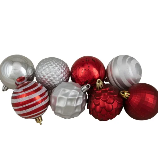 Hot 75ct Red and Silver Shatterproof 3-Finish Christmas Ball Ornaments Shatterproof Balls|Ball Ornaments