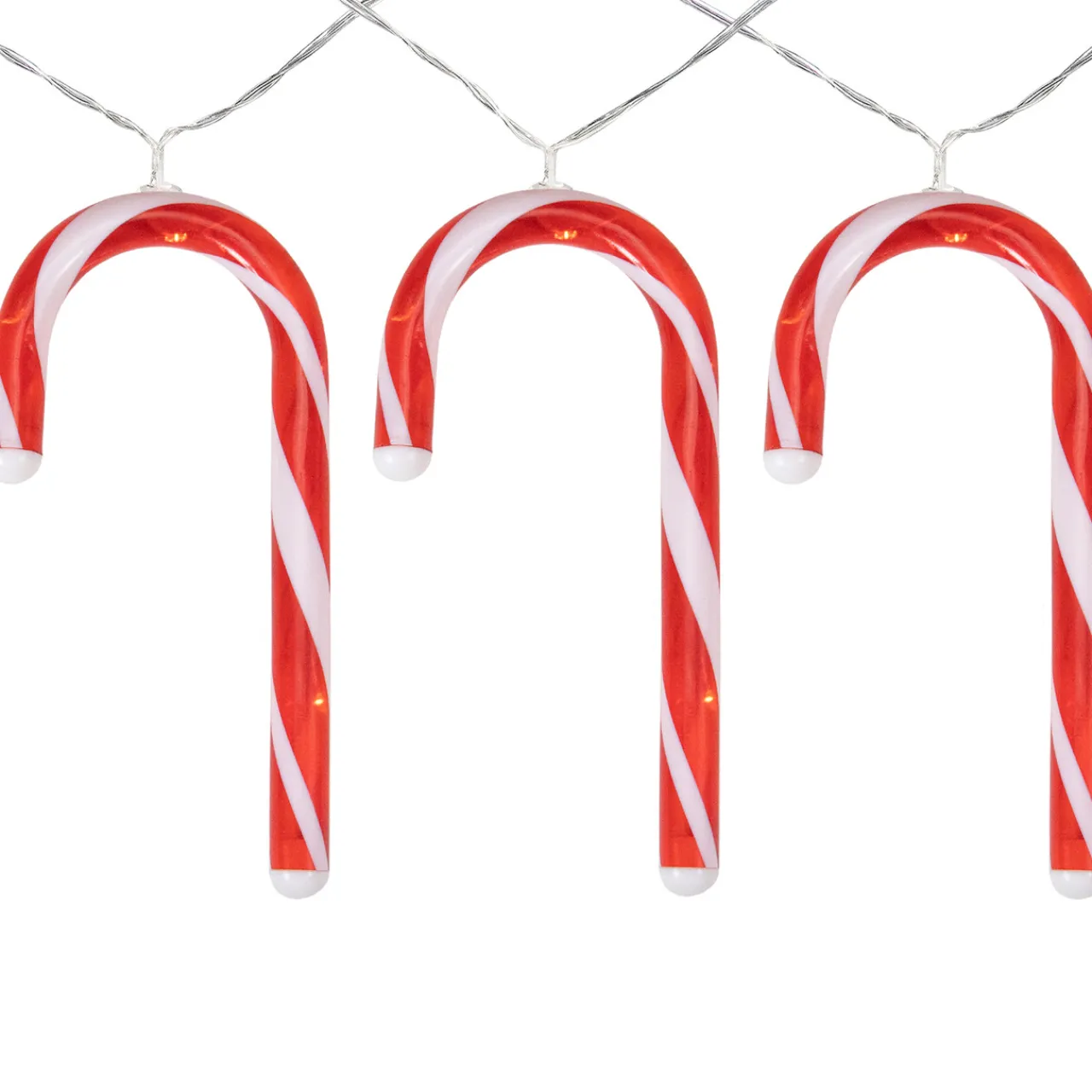 Outlet 7ct Red and White Candy Cane Christmas Lights - 4.5ft Clear Wire Battery Operated