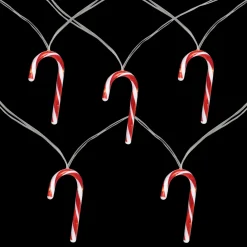 Outlet 7ct Red and White Candy Cane Christmas Lights - 4.5ft Clear Wire Battery Operated