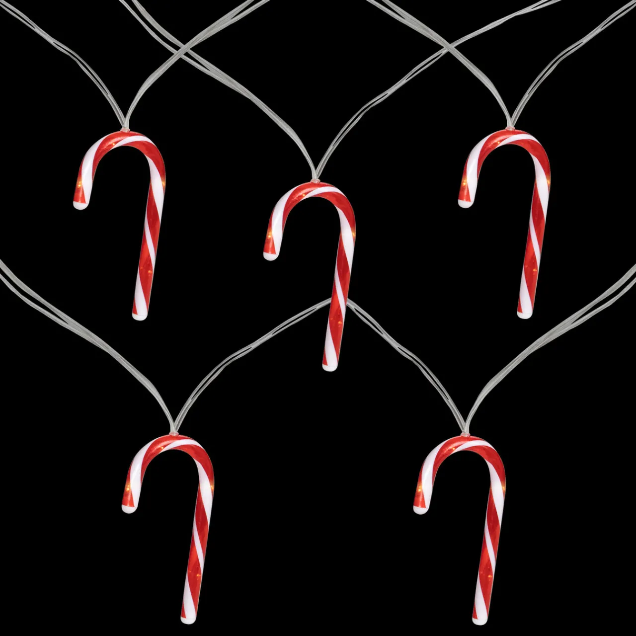 Outlet 7ct Red and White Candy Cane Christmas Lights - 4.5ft Clear Wire Battery Operated