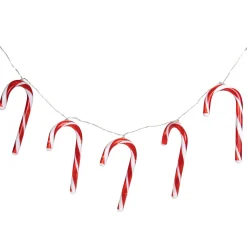 Outlet 7ct Red and White Candy Cane Christmas Lights - 4.5ft Clear Wire Battery Operated