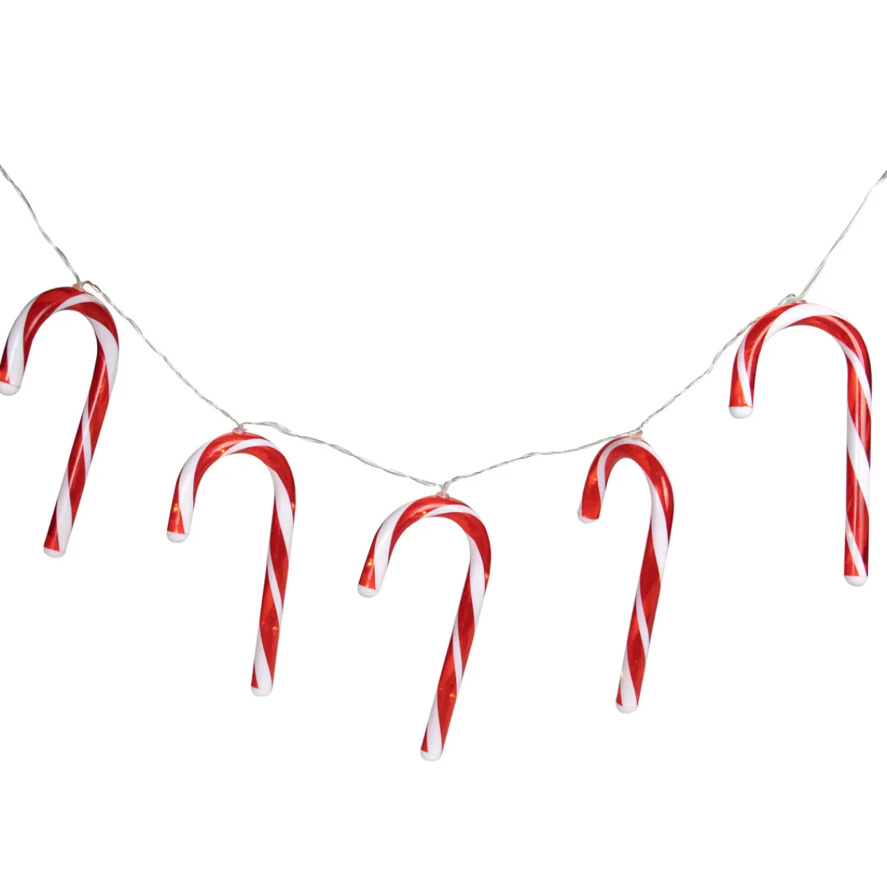 Outlet 7ct Red and White Candy Cane Christmas Lights - 4.5ft Clear Wire Battery Operated