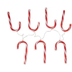 Outlet 7ct Red and White Candy Cane Christmas Lights - 4.5ft Clear Wire Battery Operated