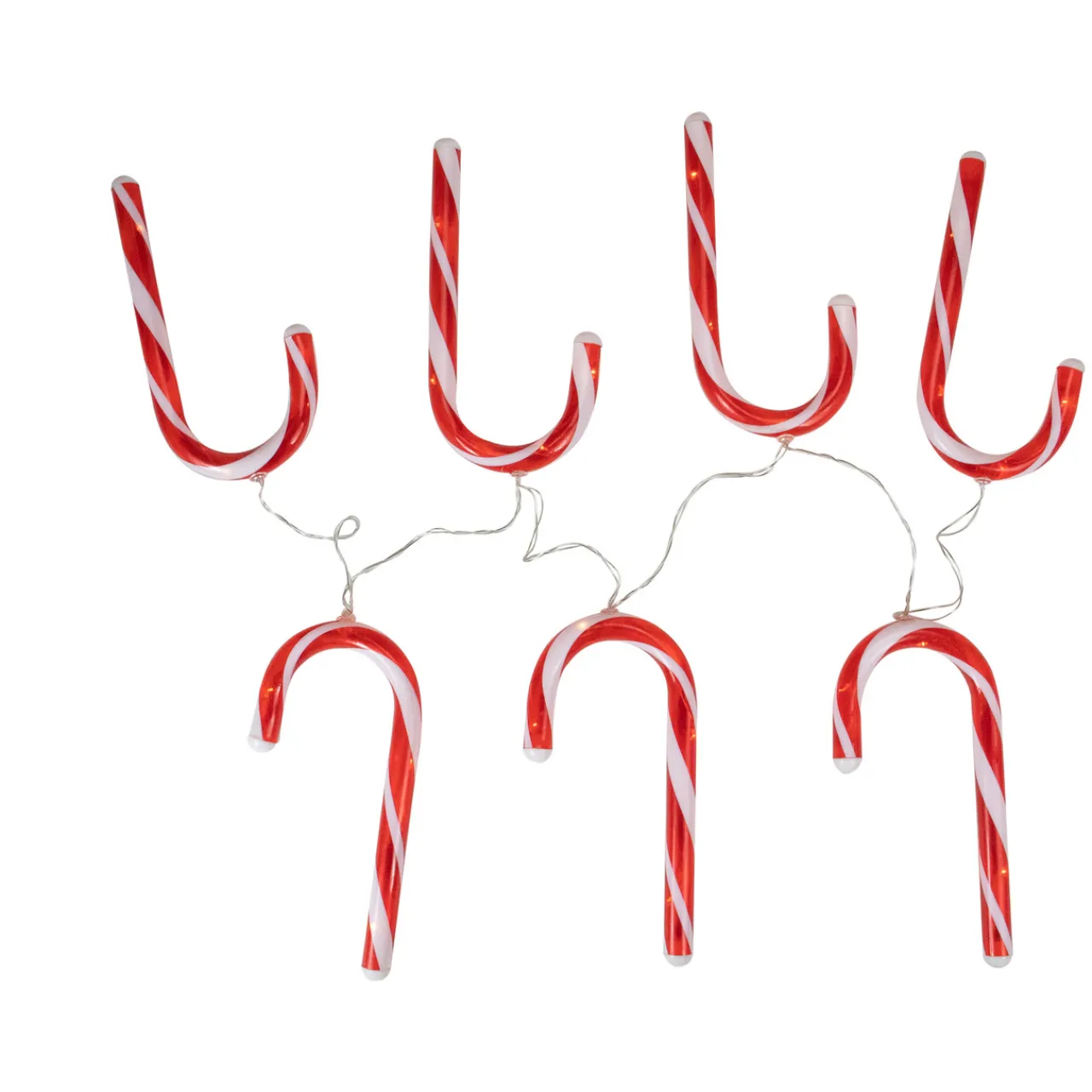 Outlet 7ct Red and White Candy Cane Christmas Lights - 4.5ft Clear Wire Battery Operated