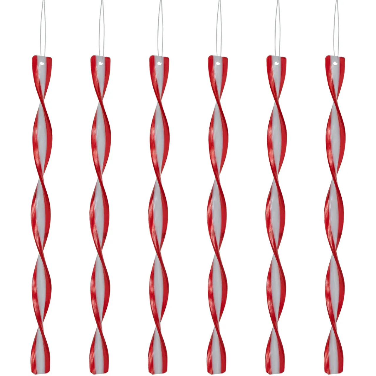 Hot 6ct Red and White Candy Swirl Christmas Ornaments 8" Food & Beverage