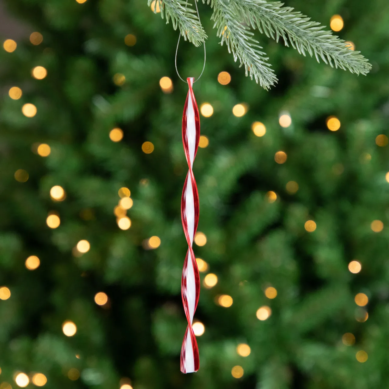 Hot 6ct Red and White Candy Swirl Christmas Ornaments 8" Food & Beverage