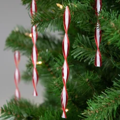 Hot 6ct Red and White Candy Swirl Christmas Ornaments 8