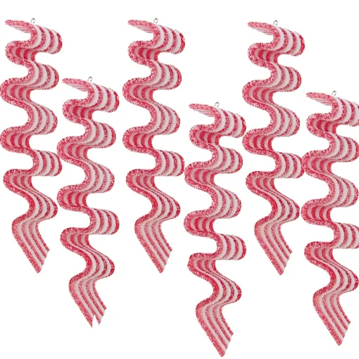 Online 6ct Red and White Striped Ribbon Candy Christmas Ornaments 5.75" Food & Beverage