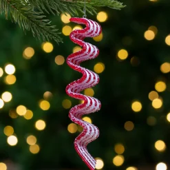 Online 6ct Red and White Striped Ribbon Candy Christmas Ornaments 5.75" Food & Beverage