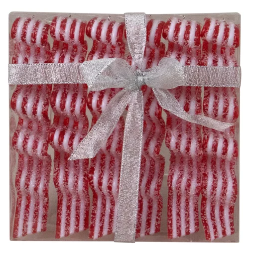 Online 6ct Red and White Striped Ribbon Candy Christmas Ornaments 5.75" Food & Beverage