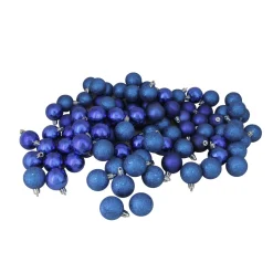 96ct Royal Blue Shatterproof 4-Finish Christmas Ball Ornaments 1.5" (40mm) Shatterproof Balls