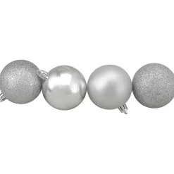 Hot 60ct Shatterproof Silver 4-Finish Christmas Ball Ornaments 2.5