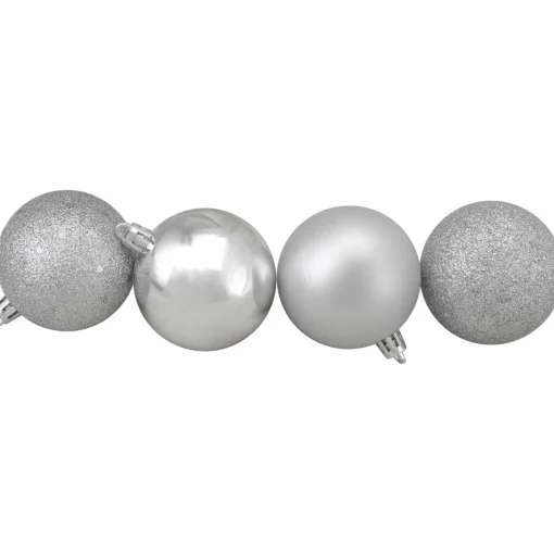 Hot 60ct Shatterproof Silver 4-Finish Christmas Ball Ornaments 2.5" (60mm) Shatterproof Balls|Ball Ornaments