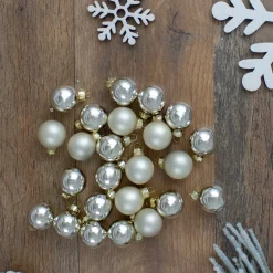 Clearance 24ct Shiny and Matte Champagne Gold Glass Ball Christmas Ornaments 1" (25mm) Glass|Ball Ornaments