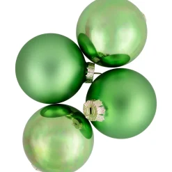 6ct Shiny and Matte Green Glass Ball Christmas Ornaments 3.25