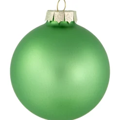 6ct Shiny and Matte Green Glass Ball Christmas Ornaments 3.25