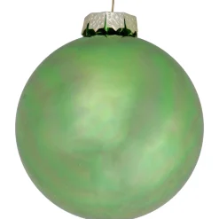 6ct Shiny and Matte Green Glass Ball Christmas Ornaments 3.25