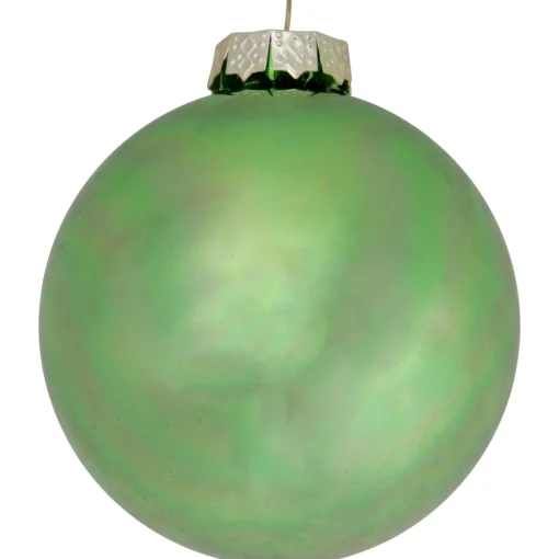 6ct Shiny and Matte Green Glass Ball Christmas Ornaments 3.25" (82mm) Glass|Ball Ornaments