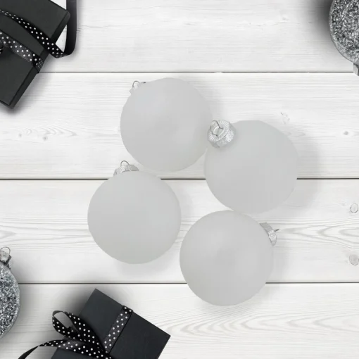 Hot 9ct Shiny and Matte White Glass Ball Christmas Ornaments 2.5" (65mm) Glass