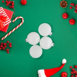 Hot 9ct Shiny and Matte White Glass Ball Christmas Ornaments 2.5