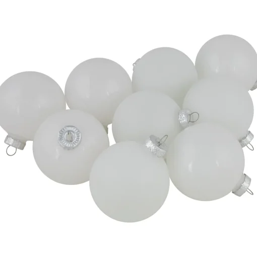 Hot 9ct Shiny and Matte White Glass Ball Christmas Ornaments 2.5" (65mm) Glass