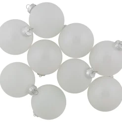 Hot 9ct Shiny and Matte White Glass Ball Christmas Ornaments 2.5