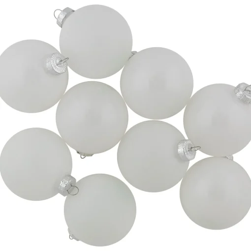 Hot 9ct Shiny and Matte White Glass Ball Christmas Ornaments 2.5" (65mm) Glass