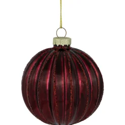 Hot 4ct Shiny Maroon Glass Ball Christmas Ornaments 3" (80mm) Glass|Ball Ornaments