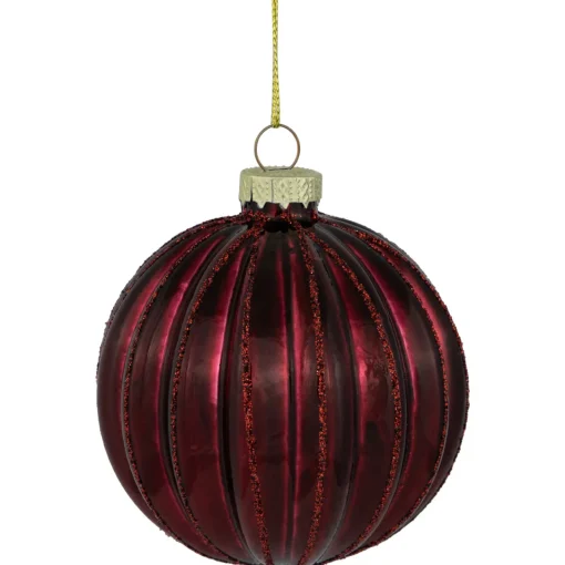 Hot 4ct Shiny Maroon Glass Ball Christmas Ornaments 3" (80mm) Glass|Ball Ornaments