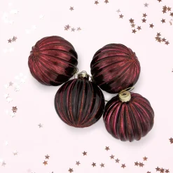 Hot 4ct Shiny Maroon Glass Ball Christmas Ornaments 3" (80mm) Glass|Ball Ornaments