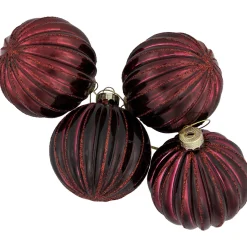 Hot 4ct Shiny Maroon Glass Ball Christmas Ornaments 3