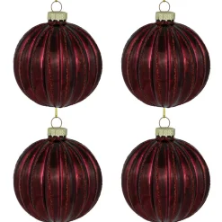 Hot 4ct Shiny Maroon Glass Ball Christmas Ornaments 3