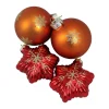 New 4ct Shiny Red Stars and Amber Orange Balls Glass Christmas Ornaments 4.25" Glass|Ball Ornaments