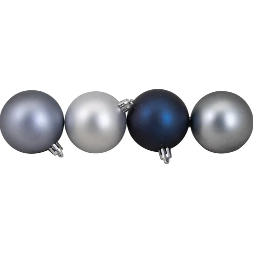New 60ct Silver and Blue Shatterproof 3-Finish Christmas Ball Ornaments 2.5" (60mm) Shatterproof Balls|Ball Ornaments