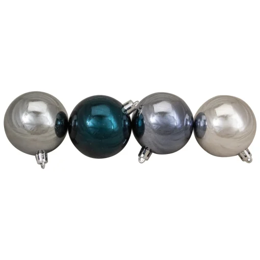 New 60ct Silver and Blue Shatterproof 3-Finish Christmas Ball Ornaments 2.5" (60mm) Shatterproof Balls|Ball Ornaments