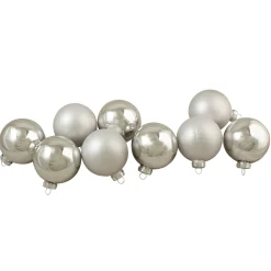 Discount 9ct Silver 2-Finish Glass Christmas Ball Ornaments 2.5