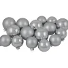 72ct Silver Shiny and Matte Christmas Glass Ball Ornaments 4" (100mm) Glass|Ball Ornaments