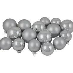 72ct Silver Shiny and Matte Christmas Glass Ball Ornaments 4" (100mm) Glass|Ball Ornaments