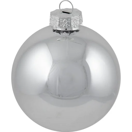 72ct Silver Shiny and Matte Christmas Glass Ball Ornaments 4" (100mm) Glass|Ball Ornaments