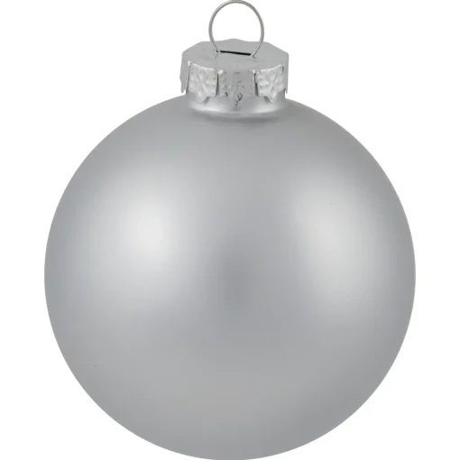 72ct Silver Shiny and Matte Christmas Glass Ball Ornaments 4" (100mm) Glass|Ball Ornaments