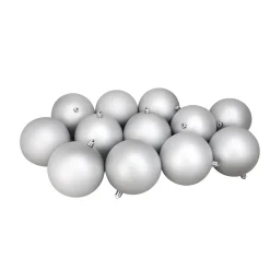 Hot 12ct Silver Splendor Shatterproof Matte Christmas Ball Ornaments 4" (100mm) Shatterproof Balls|Ball Ornaments
