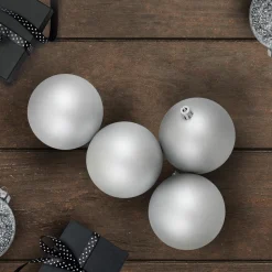 Hot 12ct Silver Splendor Shatterproof Matte Christmas Ball Ornaments 4" (100mm) Shatterproof Balls|Ball Ornaments